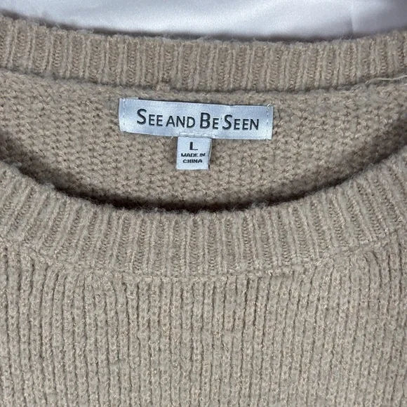 Seen and Be Seen Floral Embroidered Cream Sweater SZ L - Picture 5 of 6